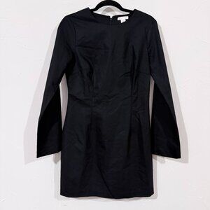 H&M Black Long Sleeve Mini Dress Size M | 54% Cotton 43% Polyester | Classic